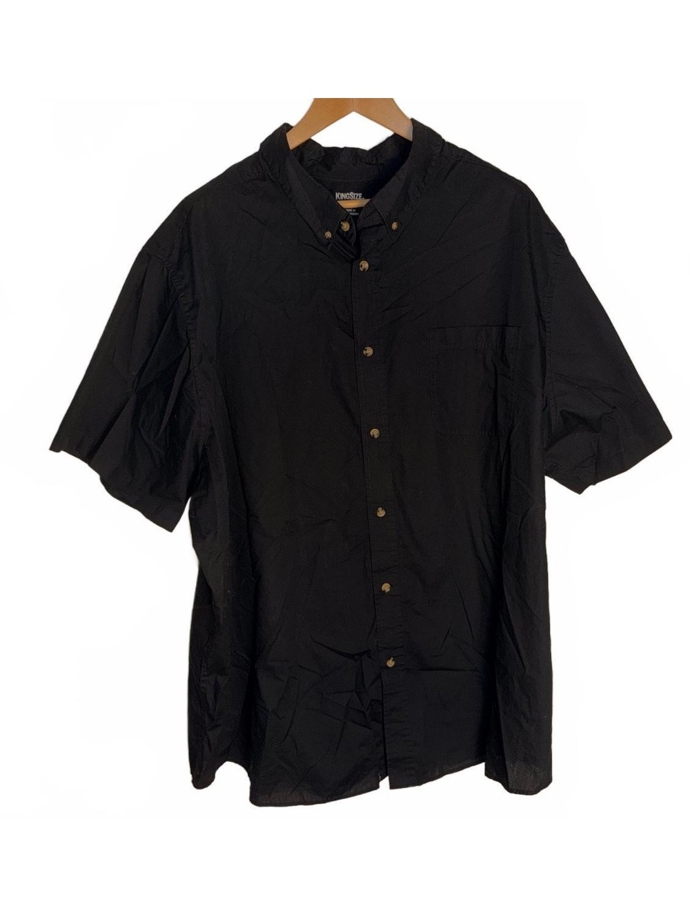 KingSize Men's Big & Tall 4XL Black Short Sleeve Button-Down - Picture 3 of 5